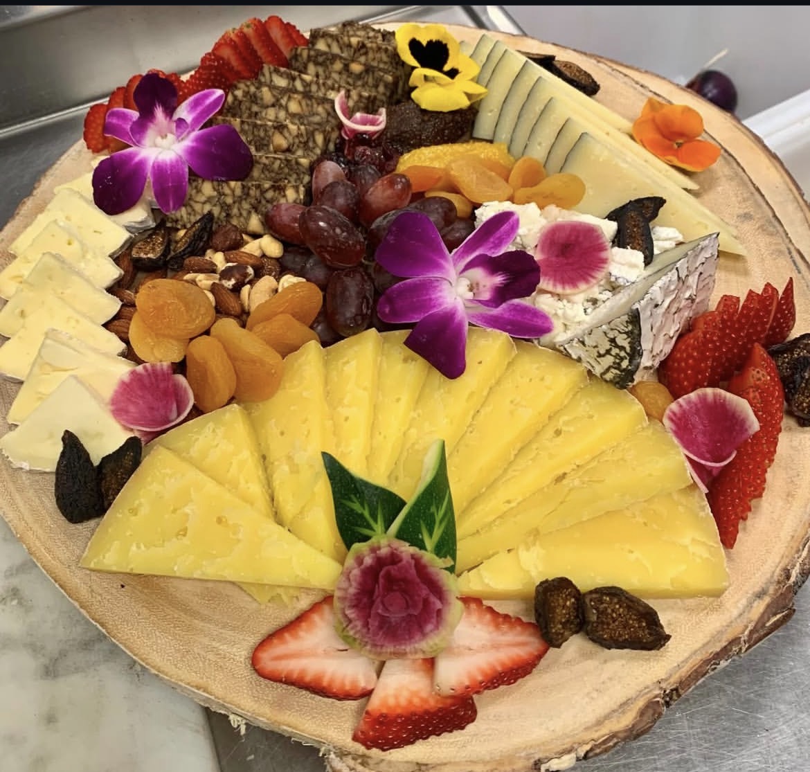 Artfully arranged cheese board